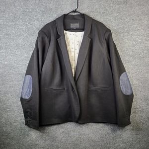 Eloquii Blazer Women's 28 Black Blue Elbow Patch One Button